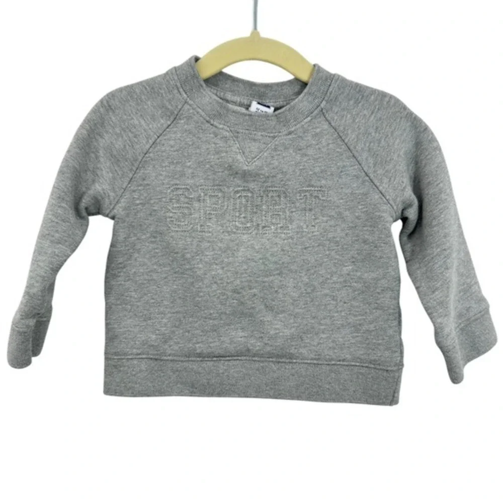 Janie and Jack Baby Sweatshirt 12-18 Months Gray Sport Pullover Crew‎ Neck